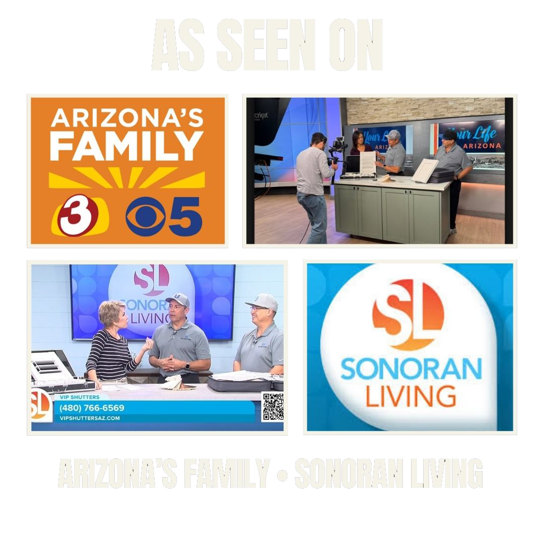VIP Shutters featured on Arizona's Family 3TV/CBS5 and Sonoran Living, with Phil and Hector demonstrating shutters on set