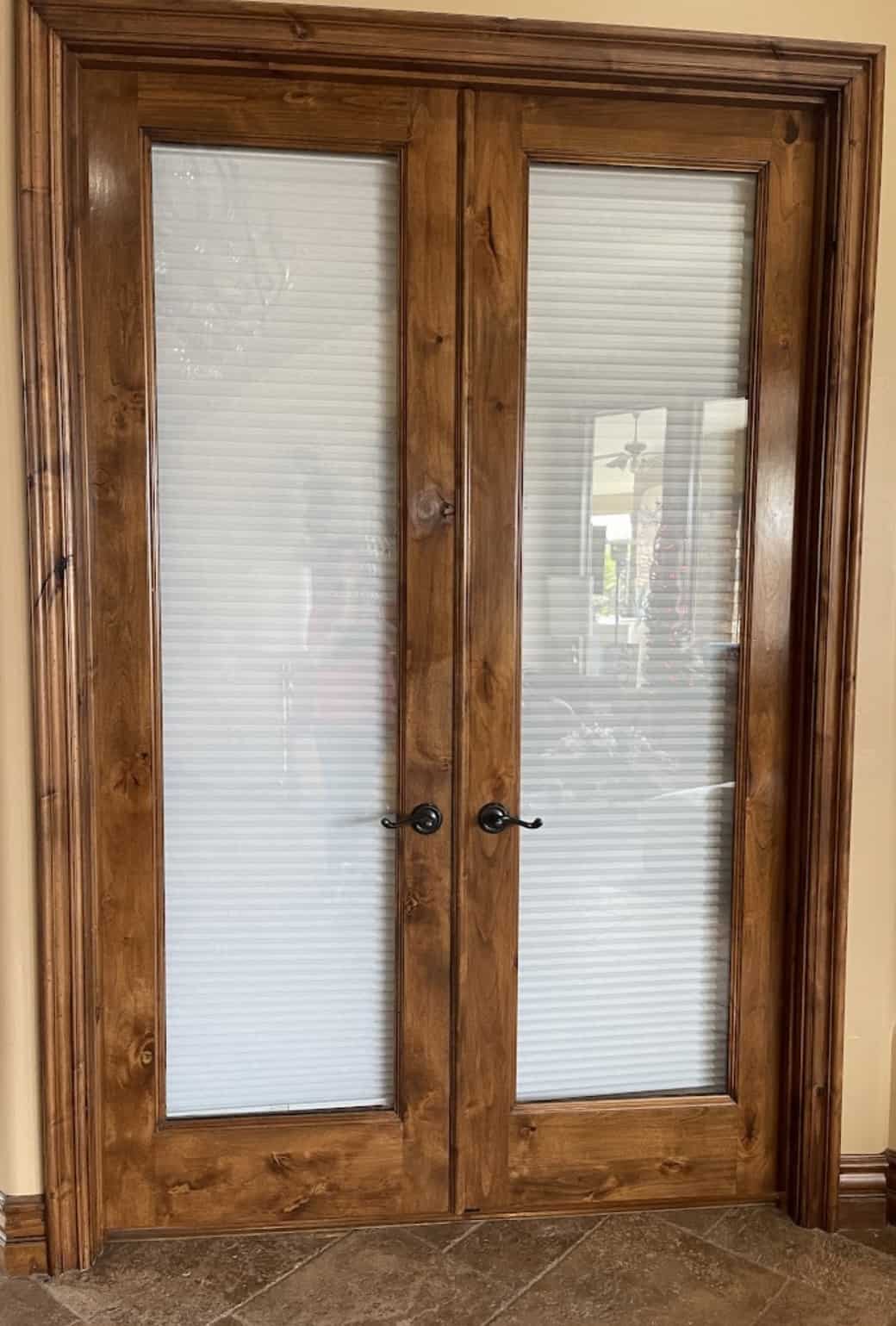 Cellular shades on French doors