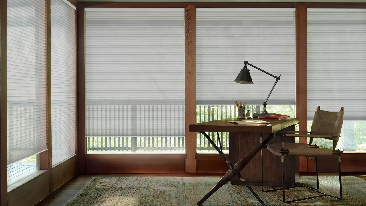 Cellular shades in a home office