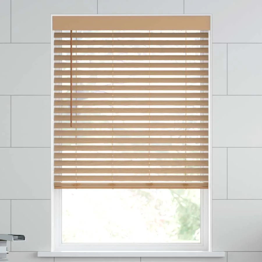Faux wood blinds detail