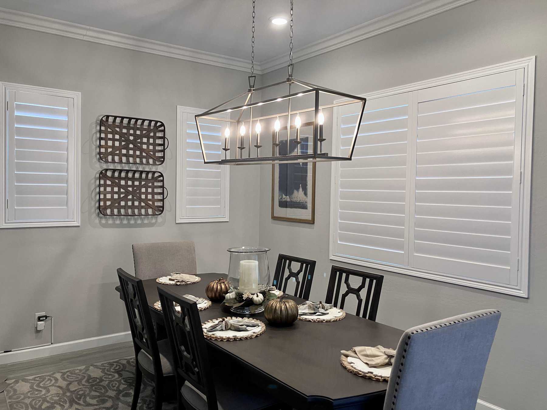 Basswood plantation shutters in a Phoenix Valley dining room