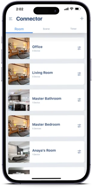 Connector app scene control on a phone