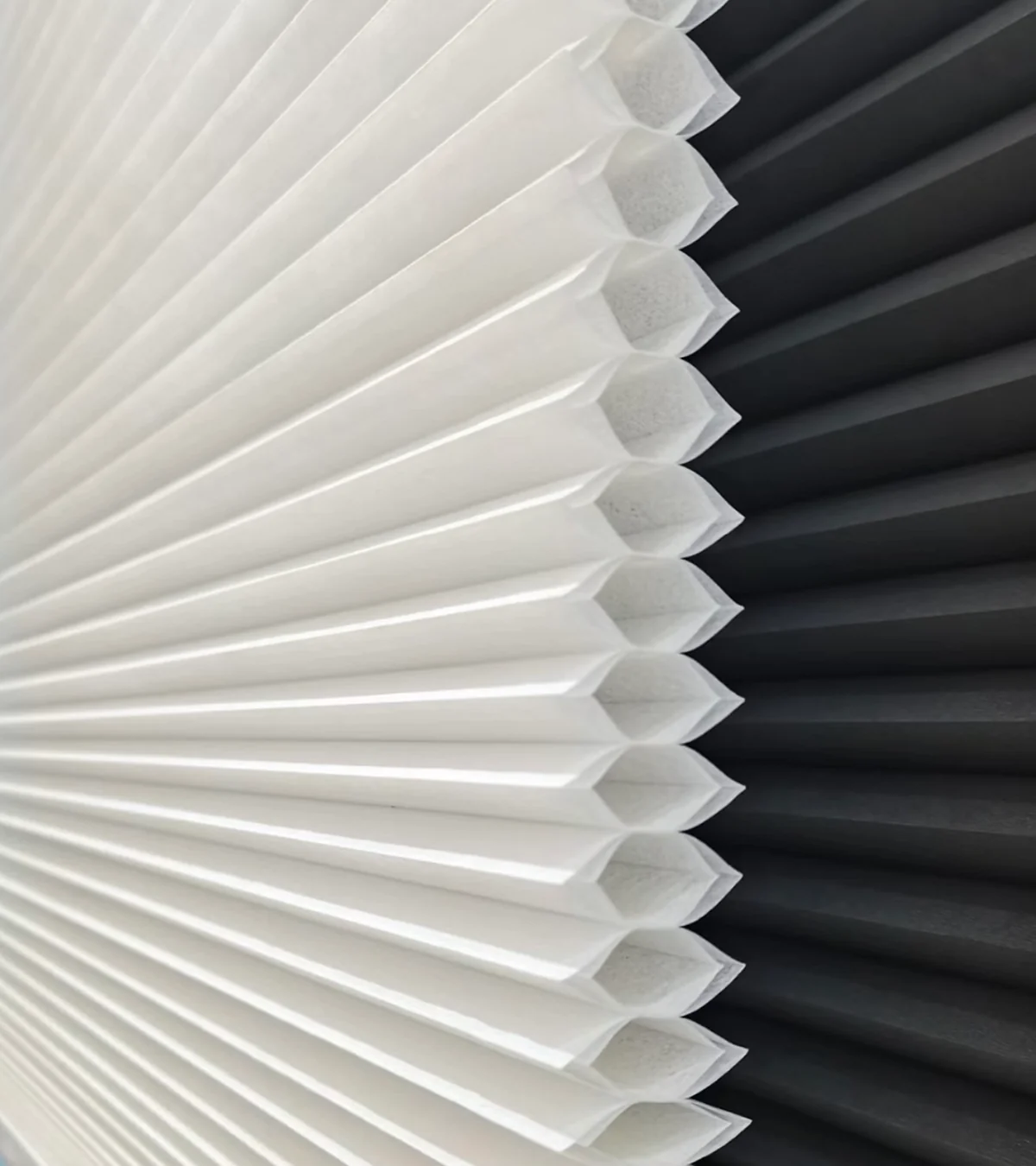 Close-up of white double-cell honeycomb construction