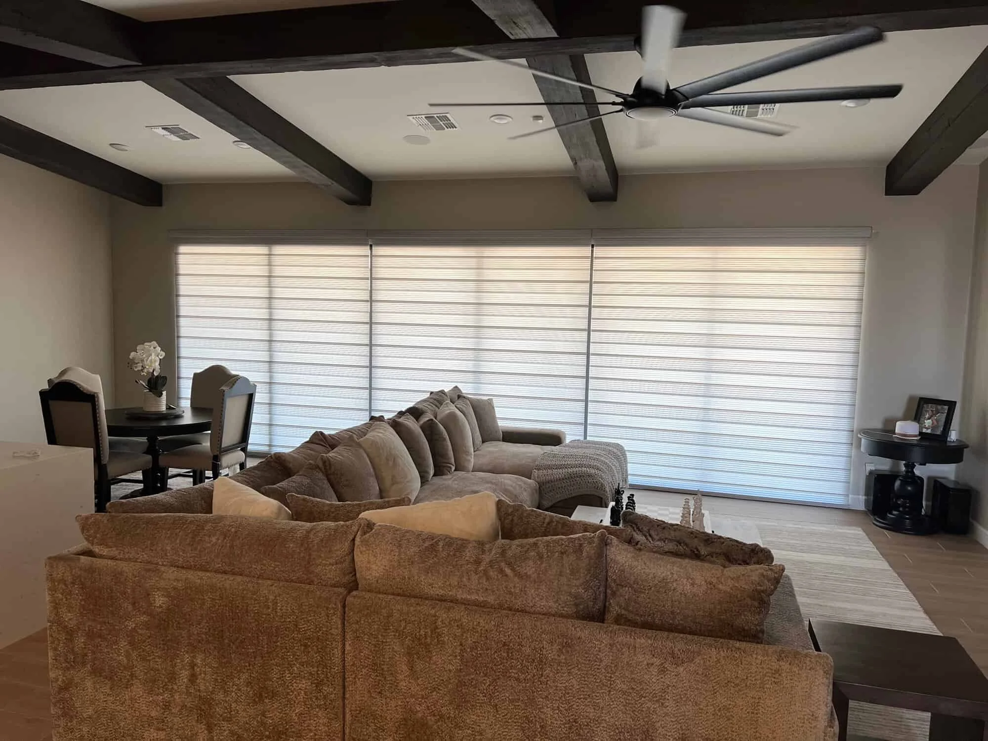 Zebra shades in a bright Phoenix Valley living room